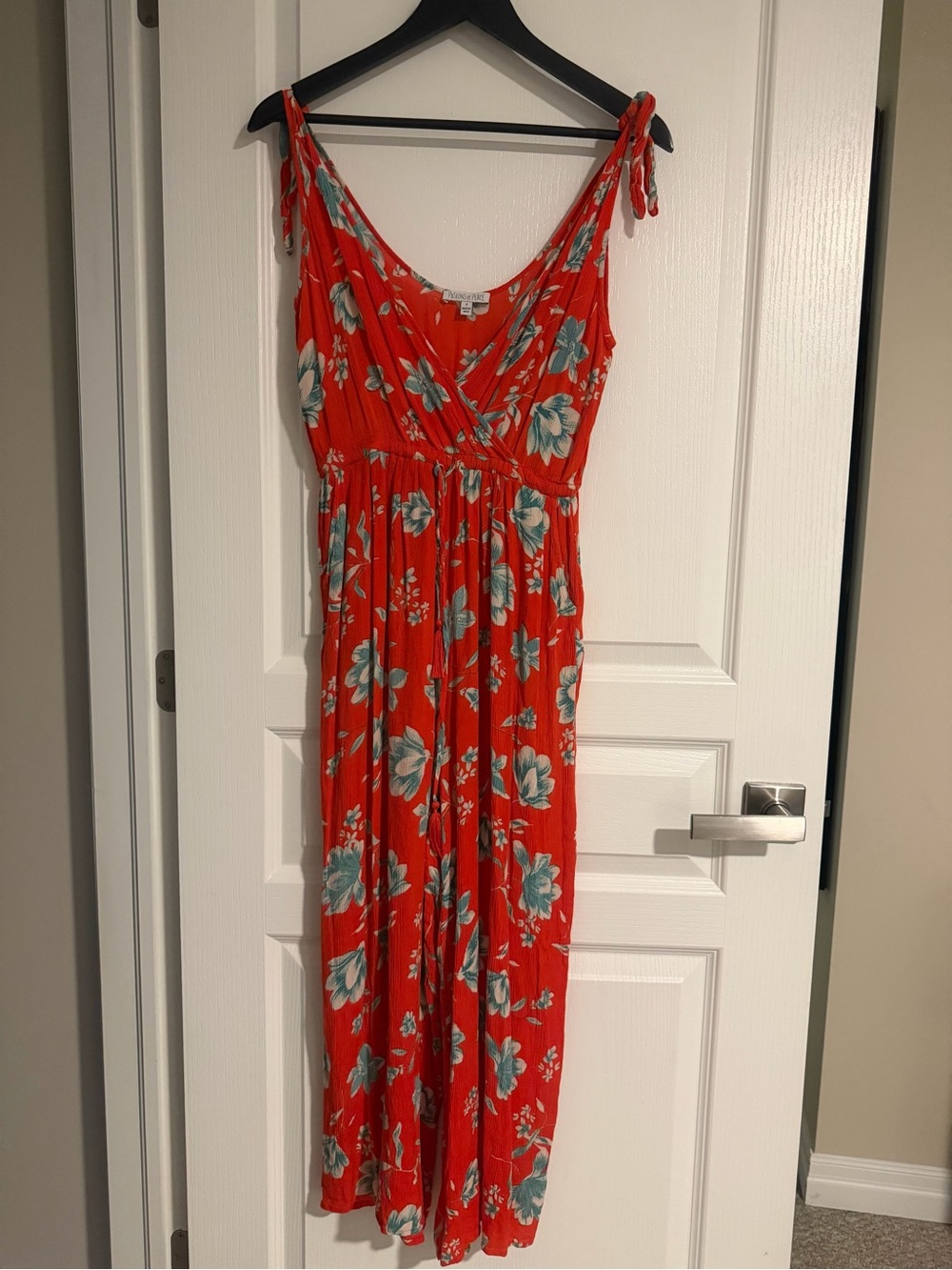 Patrons of Peace Coral-Red Floral V-Neck Maxi Dress